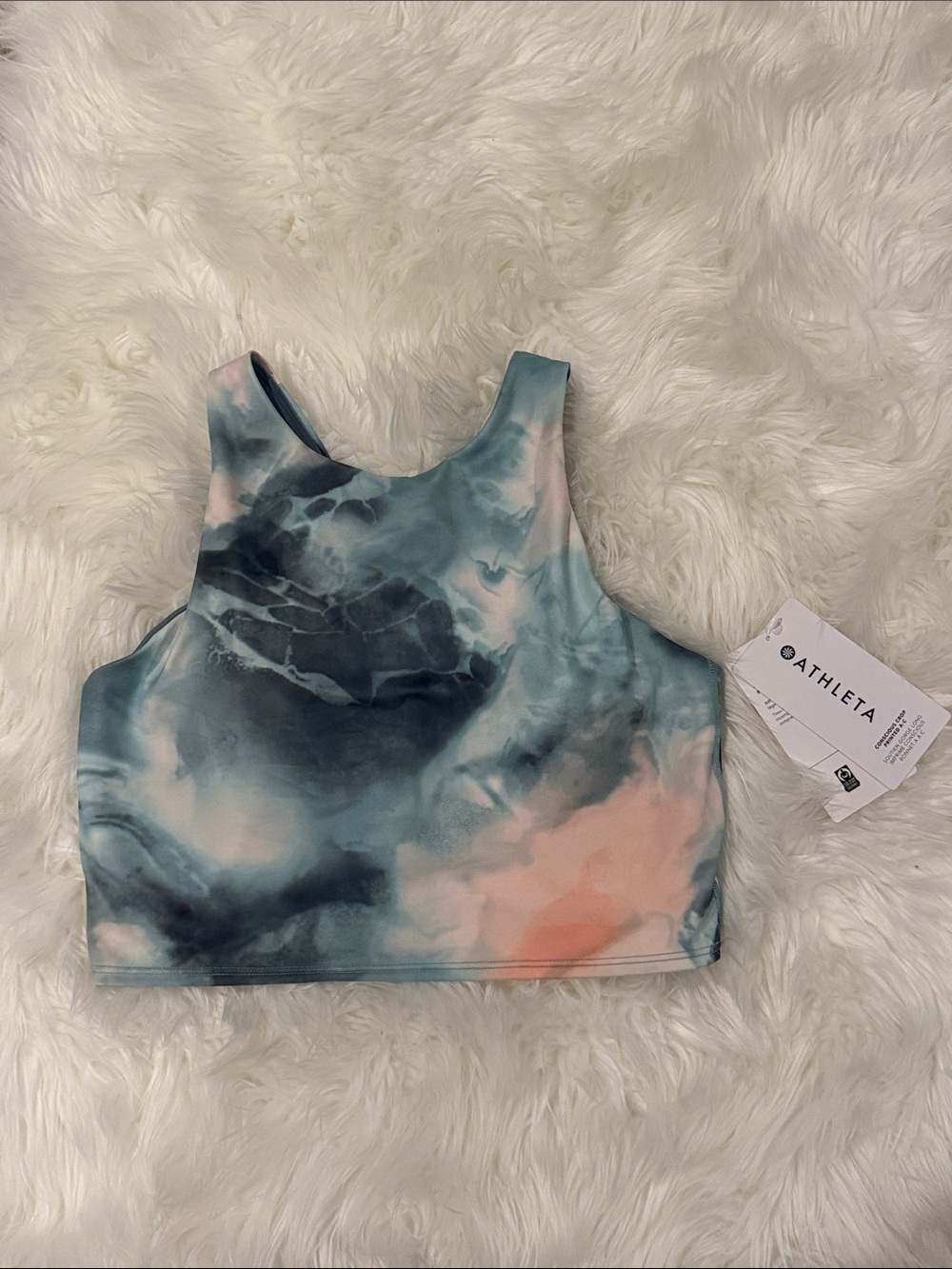 Athleta Tie-Dye Cropped Tank Top in Teal, Navy & Peach